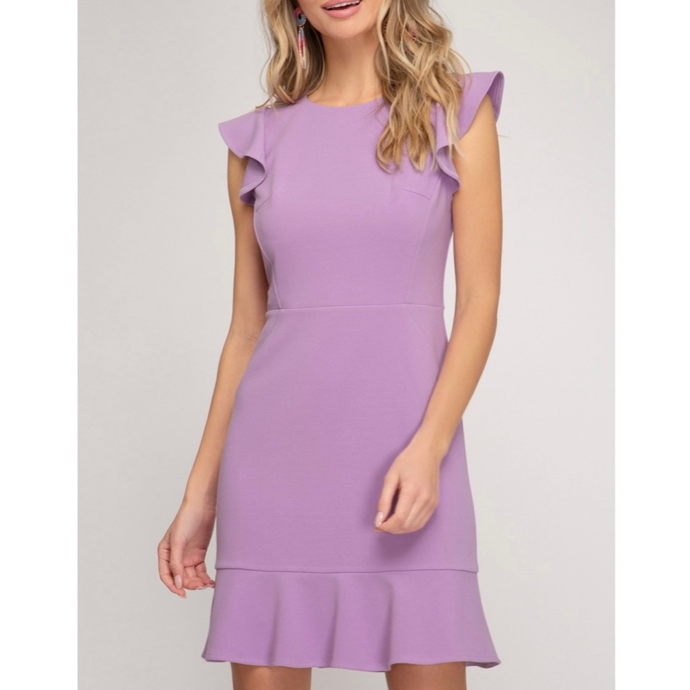Lilac Ruffle Hem Dress